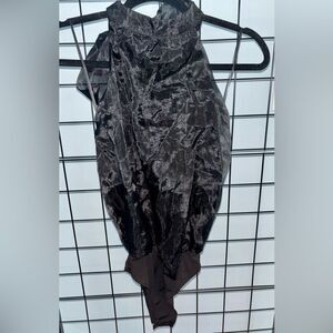 Thirty/Thirty LA black blouson backless halter bodysuit NWT